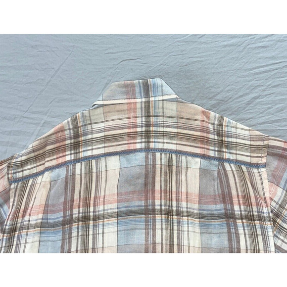 Tommy Bahama Short Sleeve Button Front 100% Linen Shirt. Plaid, Size L. EUC!! - Picture 7 of 7